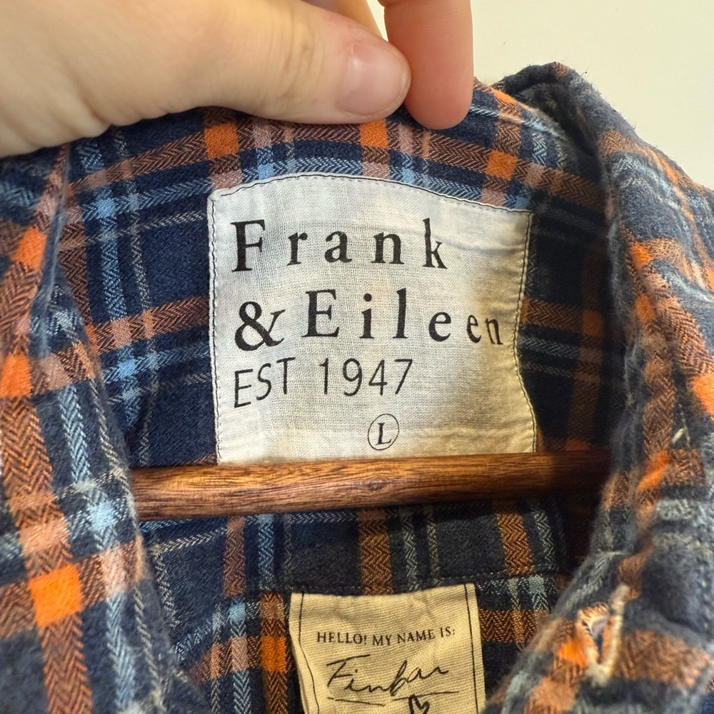 Frank & Eileen Blue and Orange Checkered Shirt - Picture 2 of 7